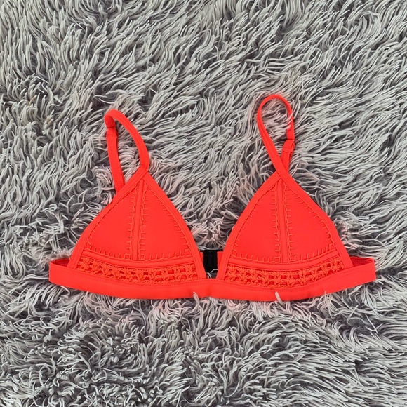 Triangl Swimwear Orange Farrah Neoprene Embroidered Bikini Top Size Small - Picture 2 of 4